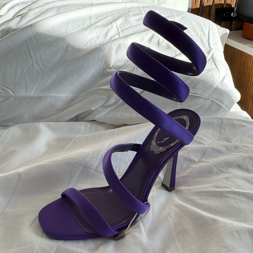 Rene Caovilla Purple Spiral Ankle-Strap Stiletto Sandal